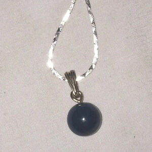 Vintage Banded Agate Bead Silver Tone Necklace